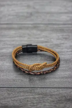 دستبند بافتنی رنگ چرم واقعی برند matleather کد 1649790666