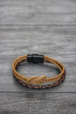 دستبند بافتنی رنگ چرم واقعی برند matleather کد 1649790666