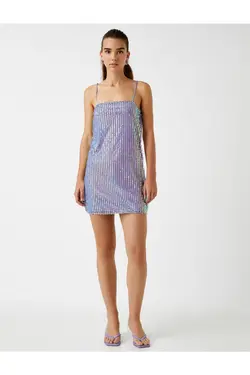 پیراهن کوچک پولک دوز پولکی بند‎دار برند Koton کد 1649782147