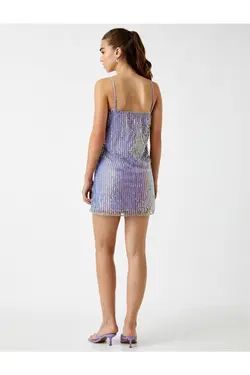 پیراهن کوچک پولک دوز پولکی بند‎دار برند Koton کد 1649782147