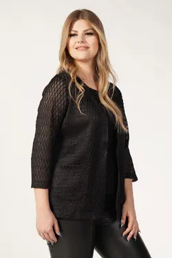 کت آستین بلند توری سایز بزرگ مشکی زنانه برند Nelly کد 1649784128