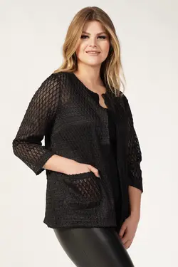 کت آستین بلند توری سایز بزرگ مشکی زنانه برند Nelly کد 1649784128