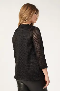 کت آستین بلند توری سایز بزرگ مشکی زنانه برند Nelly کد 1649784128