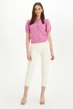 بافتنی دکمه‎دار طرح‎دار صورتی زنانه برند SHERIN کد 1649784068