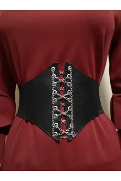 کرست کمربند دار زنجیردار کشی برند derimplus کد 1649772774