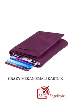 کیف پول اتوماتیک بنفش جا کارتی چرم برند Newish Polo کد 1649871368