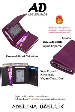 کیف پول اتوماتیک بنفش جا کارتی چرم برند Newish Polo کد 1649871368