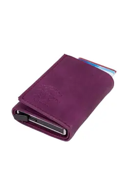 کیف پول اتوماتیک بنفش جا کارتی چرم برند Newish Polo کد 1649871368