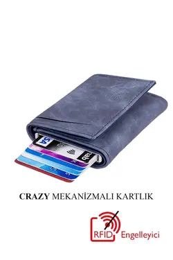 کیف پول اتوماتیک آبی جا کارتی چرم برند Newish Polo کد 1649869417