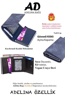 کیف پول اتوماتیک آبی جا کارتی چرم برند Newish Polo کد 1649869417