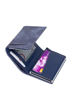 کیف پول اتوماتیک آبی جا کارتی چرم برند Newish Polo کد 1649869417