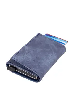 کیف پول اتوماتیک آبی جا کارتی چرم برند Newish Polo کد 1649869417