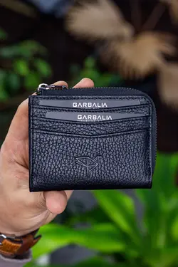کیف پول کوچک جا کارتی زیپدار مشکی چرم اصل برند Garbalia کد 1649871914