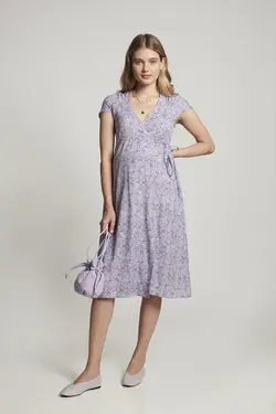 پیراهن شیردهی یقه هفت نیلی بارداری برند Lyn Mama کد 1649949968