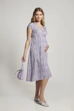 پیراهن شیردهی یقه هفت نیلی بارداری برند Lyn Mama کد 1649949968