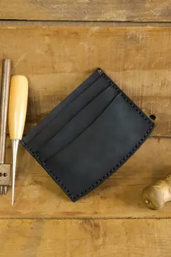 آبی جا کارتی دست ساز دستی چرم اصل مردانه برند New Coast Leather 1900's کد 1650053601