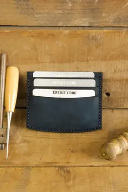 آبی جا کارتی دست ساز دستی چرم اصل مردانه برند New Coast Leather 1900's کد 1650053601