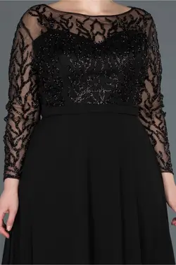 لباس مجلسی سایز بزرگ پولک دوز شفاف بلند مشکی برند Abiyefon کد 1650119830