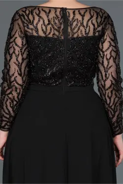 لباس مجلسی سایز بزرگ پولک دوز شفاف بلند مشکی برند Abiyefon کد 1650119830