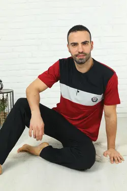 لباس راحتی آستین کوتاه زرشکی مردانه برند rockhard کد 1650108431