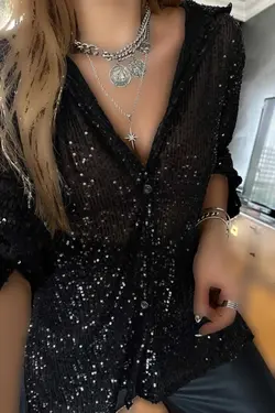 پیراهن پولک دوز مشکی برند Sohotique By P کد 1705400703