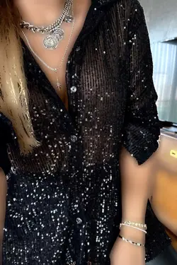 پیراهن پولک دوز مشکی برند Sohotique By P کد 1705400703