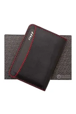 کیف پول محافظ کوچک لبه دار قرمز جا کارتی چرم اصل برند Flapp کد 1706923864