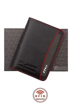 کیف پول محافظ کوچک لبه دار قرمز جا کارتی چرم اصل برند Flapp کد 1706866387