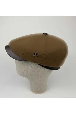کلاه زمستانی طرح‎دار قهوه‎ای چرم مردانه برند KARNAS ŞAPKA کد 1706986521