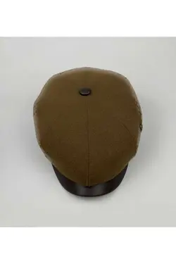 کلاه زمستانی طرح‎دار قهوه‎ای چرم مردانه برند KARNAS ŞAPKA کد 1706986513