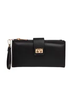 کیف پول کاغذی قسمته سکه مچی بند‎دار قفل دار جا کارتی مشکی زنانه برند Adelina Bags کد 1707998604