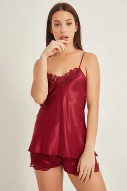 لباس شب ساتن 025زنانه زرشکی شورت دار برند C City کد 1650565948