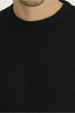 پلیور پشمی اسلیم فیت یقه گرد مشکی مردانه برند Kiğılı کد 1650840428