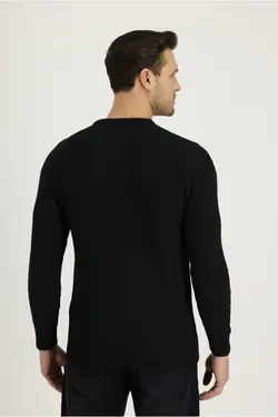 پلیور پشمی اسلیم فیت یقه گرد مشکی مردانه برند Kiğılı کد 1650840428