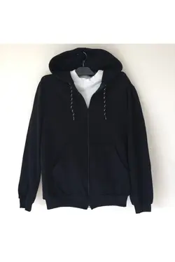 بافتنی سوییشرت کلاهدار زیپدار مشکی برند ModaSun کد 1650840967