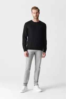 پلیور جاکاردار یقه گرد مشکی مردانه برند Avva کد 1650840847