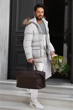 پلیور راه‎راه یقه گرد طوسی مردانه برند Avva کد 1650840918