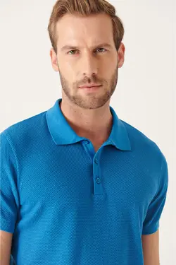 پلیور جاکاردار یقه سه دکمه آبی تیره مردانه برند Avva کد 1650839947