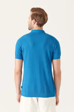 پلیور جاکاردار یقه سه دکمه آبی تیره مردانه برند Avva کد 1650839947