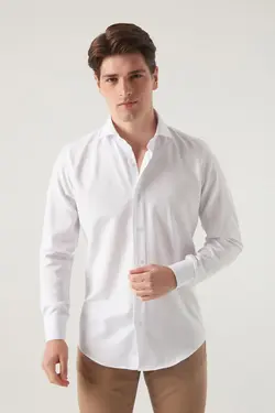 پیراهن اسلیم فیت رنگ سفید مردانه برند D'S Damat کد 1650839046