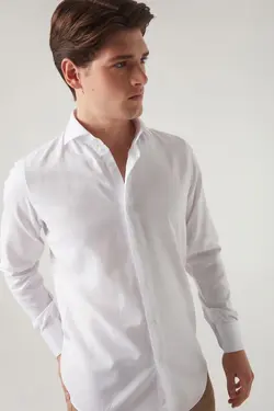 پیراهن اسلیم فیت رنگ سفید مردانه برند D'S Damat کد 1650839046