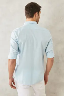پیراهن دکمه‎دار اسلیم فیت یقه روزمره آسیتن کوتاه 100پنبه برند Altınyıldız Classics کد 1650838867