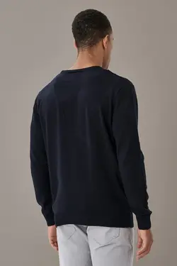 پلیور بافتنی یقه گرد سرمه ای استاندارد مردانه برند Altınyıldız Classics کد 1650839827