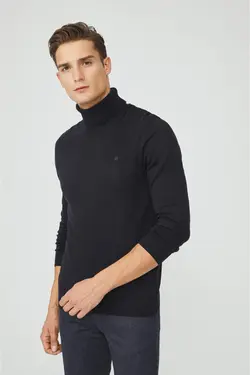 پلیور ساده یقه اسکی سرمه ای مردانه برند Avva کد 1650839647