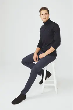 پلیور ساده یقه اسکی سرمه ای مردانه برند Avva کد 1650839647