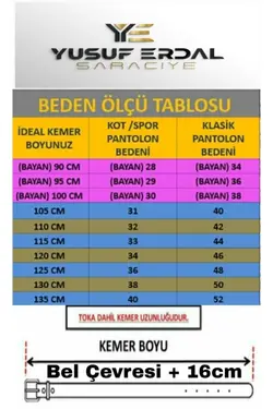 کمربند کلاسیک ساده چرم اصل مردانه برند YUSUF ERDAL SARACİYE کد 1650827886