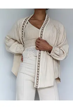 کت کیمونو طرح‎دار گلدوزی شده برند Maya Butik کد 1650815229