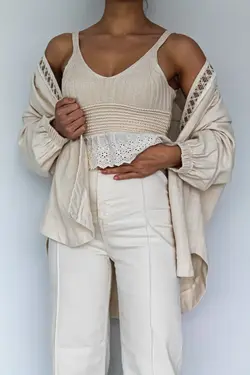 کت کیمونو طرح‎دار گلدوزی شده برند Maya Butik کد 1650815229