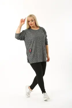 بلوز بافتنی پارچه یقه گرد مدل سایز بزرگ زنانه برند Maxi İdol کد 1650806587