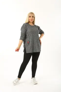 بلوز بافتنی پارچه یقه گرد مدل سایز بزرگ زنانه برند Maxi İdol کد 1650806587
